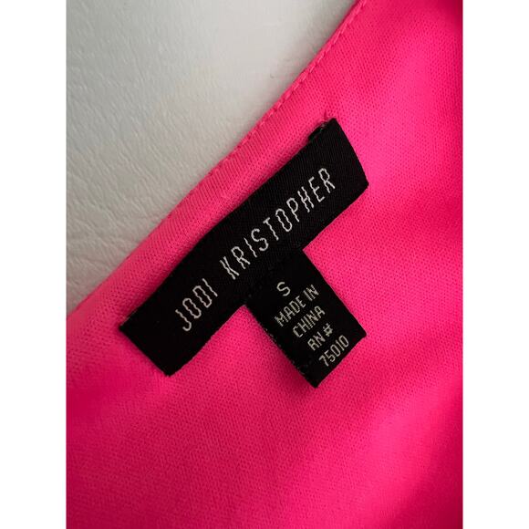 Jodi Kristopher hot pink one shoulder mini dress size‎ small Barbiecore romantic - Picture 2 of 9